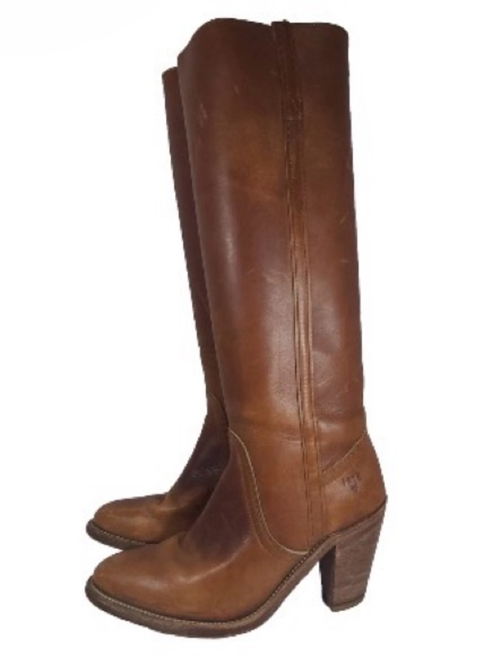 Frye Tall Brown Leather Heeled Riding Boots